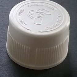Screw cap PP, ø 24, white, childproof CRC, first version, with PE liner 1,5 mm, with safegard